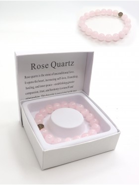 Rose Quartz Blessing Bead Bracelets with Gift Box. 